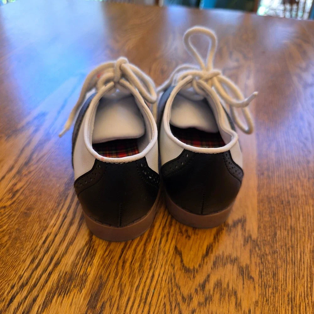 Kids Sz 12.5 Black White Saddle Shoes Oxford Lace‎ Up School Uniform Dress Shoes